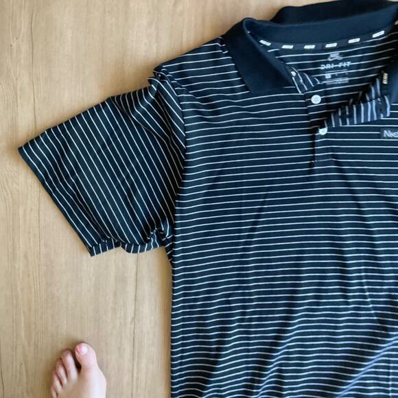 New Mens Nike Black polo striped shirt preppy skater casual business casual sz L - Picture 15 of 15